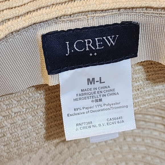 J. Crew Women's Vacation Beach Straw Cream and animal print hat M-L - Picture 4 of 12